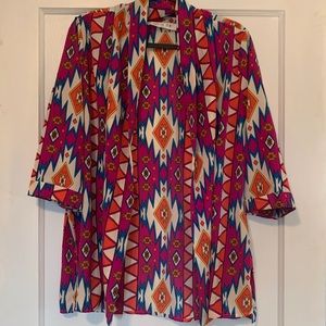 Lightweight funky print kimono-style jacket/shawl